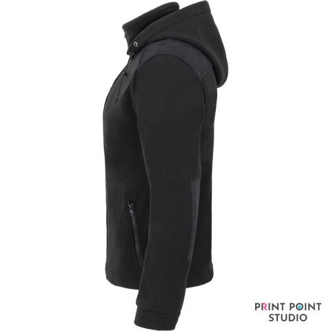 Polar Męski Premium Hood z odpinanym kapturem czarny bok Polar Męski Premium Hood z odpinanym kapturem czarny bok