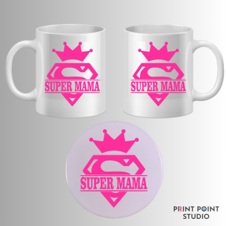 Zestaw Kubek + Podkładka - Super Mama