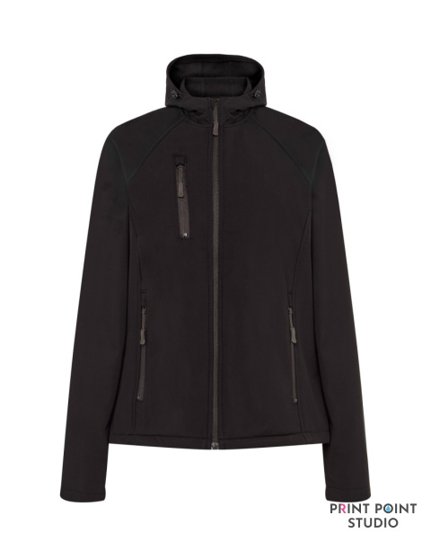 Softshell Jacket Hooded Lady Black przód Softshell Jacket Hooded Lady Black przód