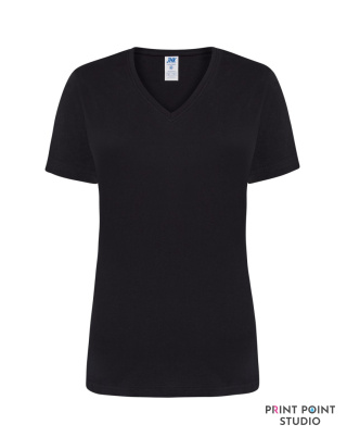 T-Shirt damski z krótkim rękawem i dekoltem V-neck